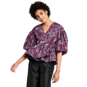 Kika Vargas x Target Purple Coral Reef Wrap Top - M